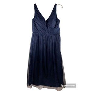 Jenny Yoo Collection Tulle Evening Wrap Bridesmaid Dress Navy Size 4